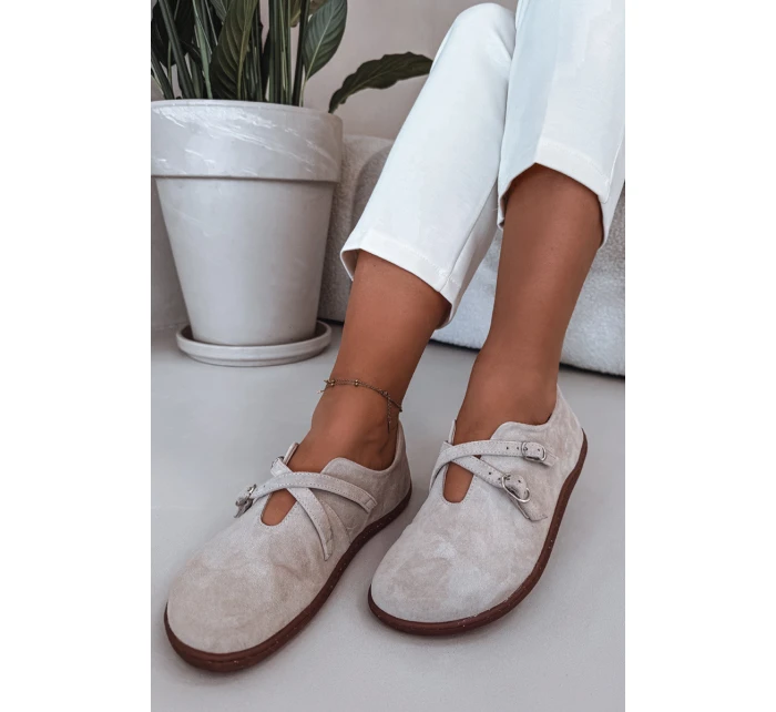 Kožené semišové dámské polobotky model 21937579 světle béžové - Zazoo Kožené semišové dámské polobotky model 21937579 světle béžové - Zazoo