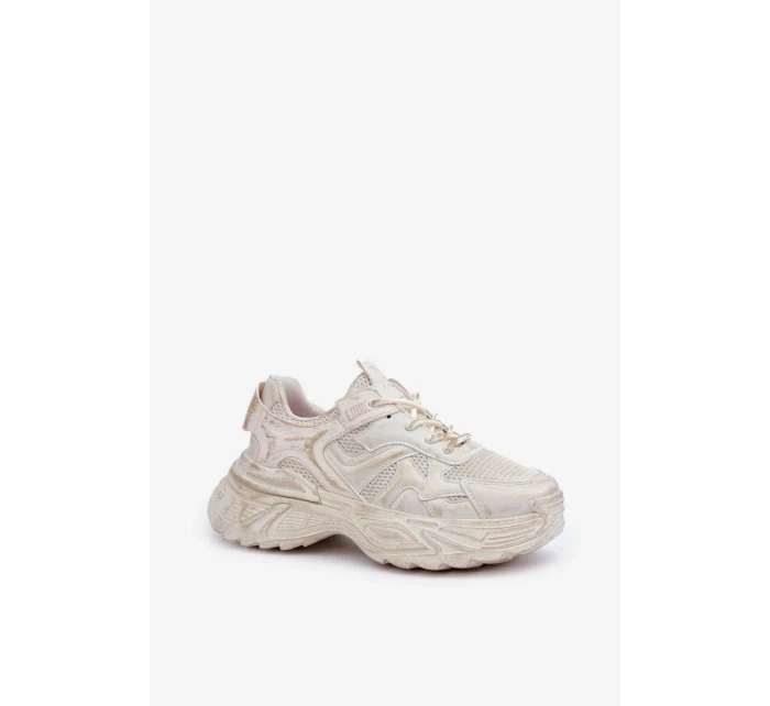Dámské tenisky s odřením na platformě béžové Seladwen