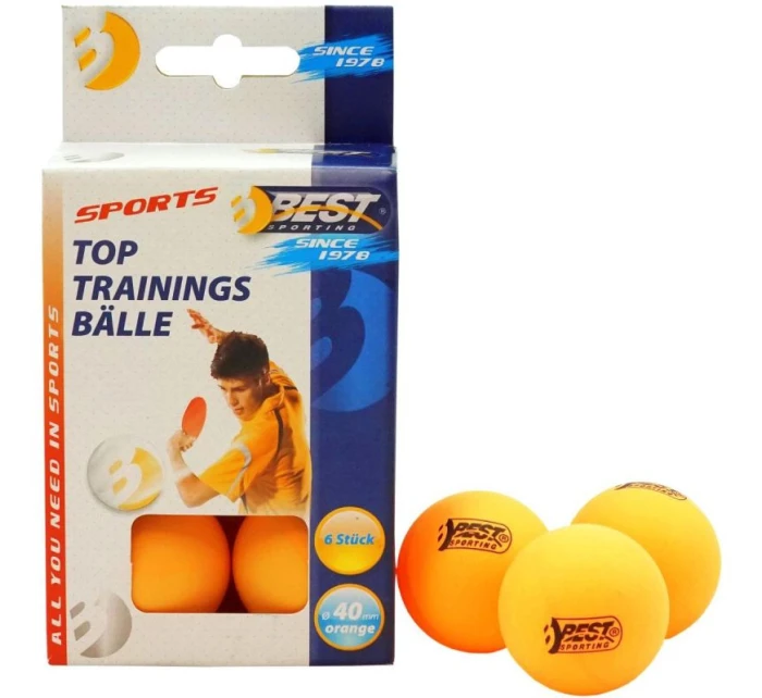 MÍČKY NA STOLNÍ TENIS NEJLEPŠÍ SPORTOVNÍ TRÉNINK 6KS ORANŽOVÉ
