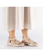 Dámské sandály na podpatku Romans beige Rieker 66201-62