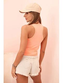 Dámská top na ramínkách z bavlny s kulatým výstřihem lososová