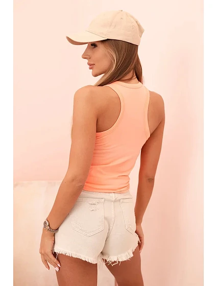 Dámská top na ramínkách z bavlny s kulatým výstřihem lososová