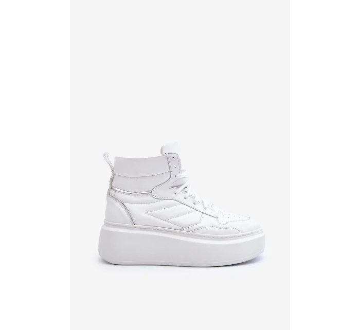 Zazoo 3392/X Dámské Kožené Sportovní Boty Na Platformě Bílé