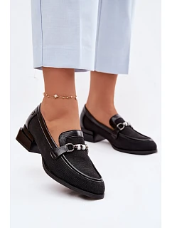 Dámské polobotky na podpatku s ozdobným detailem Černé Meliva