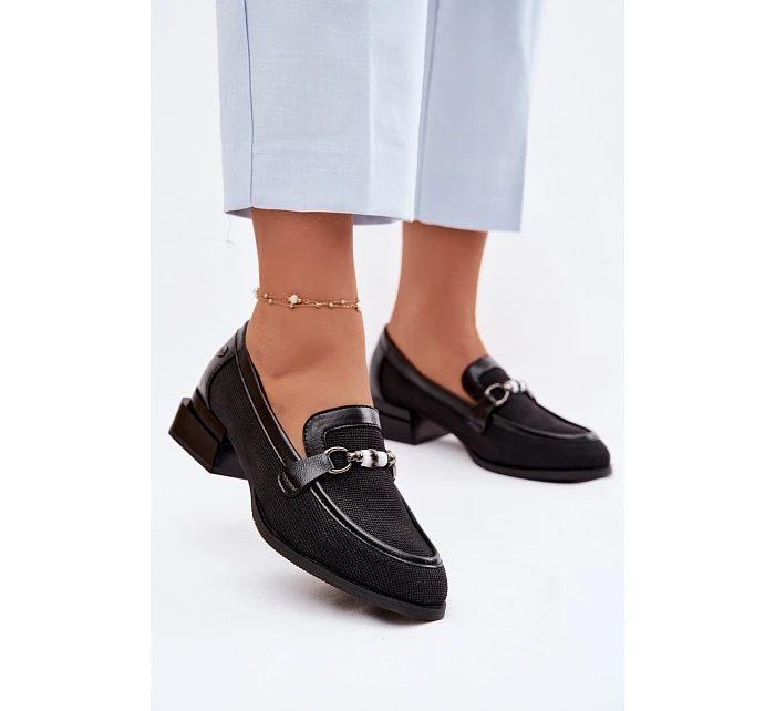 Dámské polobotky na podpatku s ozdobným detailem Černé Meliva