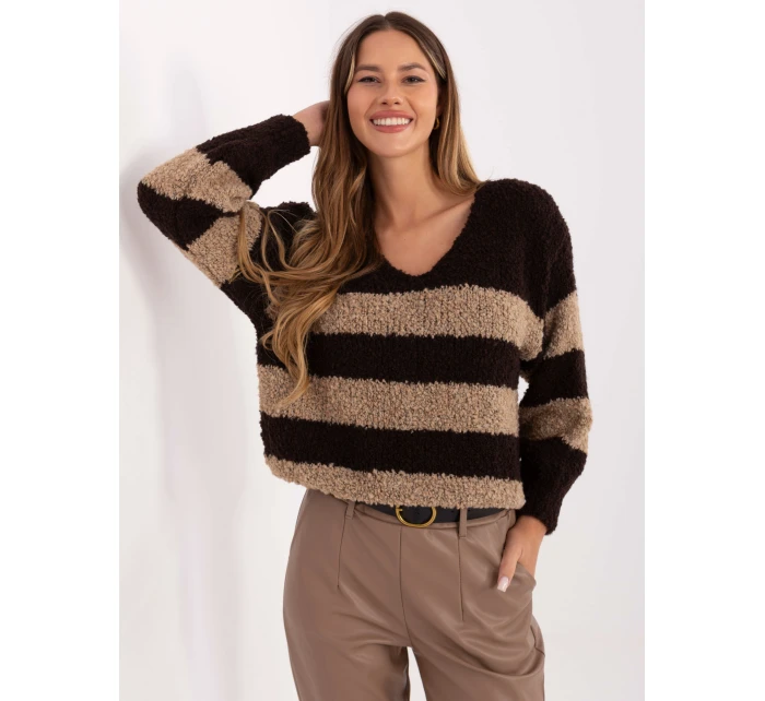 Sweter MI SW model 21441139 ciemny brązowy - FPrice Sweter MI SW model 21441139 ciemny brązowy - FPrice