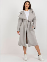 Šedý dámský teplákový kabát s páskem