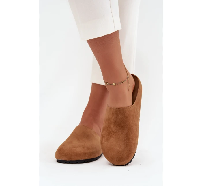 Dámské pantofle a chodaki na platformě – camel Sylviane
