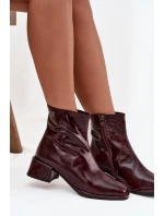 Dámské kožené botky na podpatku D&A, zateplené – bordó Dámské kožené botky na podpatku D&A, zateplené – bordó