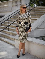 Denní šaty M376 béžovo-černé - La Aurora