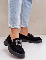 Dámské mokasíny na podpatku JH23-61 Černá - Step in style