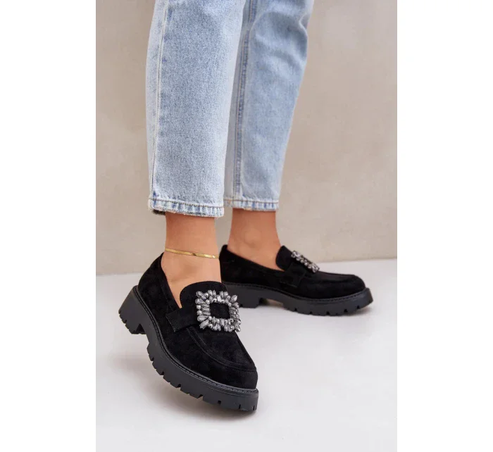 Dámské mokasíny na podpatku JH23-61 Černá - Step in style