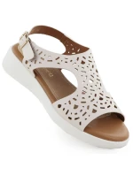 Dámské vyvýšené krémové ažurové sandály Sergio Leone SK-850 Dámské vyvýšené krémové ažurové sandály Sergio Leone SK-850