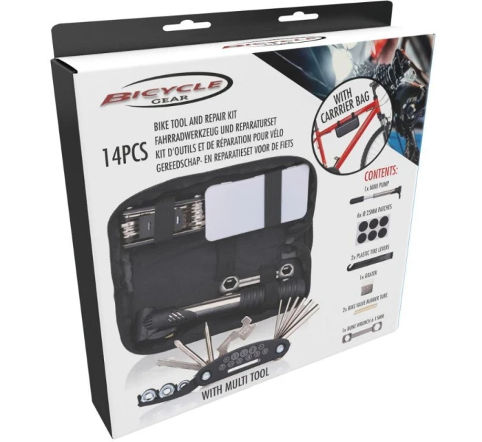 SADA NÁŘADÍ NA KOLO 14 POLOŽEK V KUFRU NA NÁŘADÍ NA KOLO