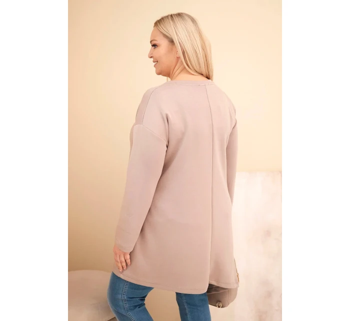 Dámská sukienka Plus Size z viskózy s volným střihem a dlouhým rukávem fango Dámská sukienka Plus Size z viskózy s volným střihem a dlouhým rukávem fango