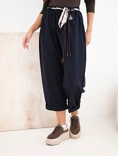Kalhoty dámské z volné s vázáním model 22403075 - K-Fashion