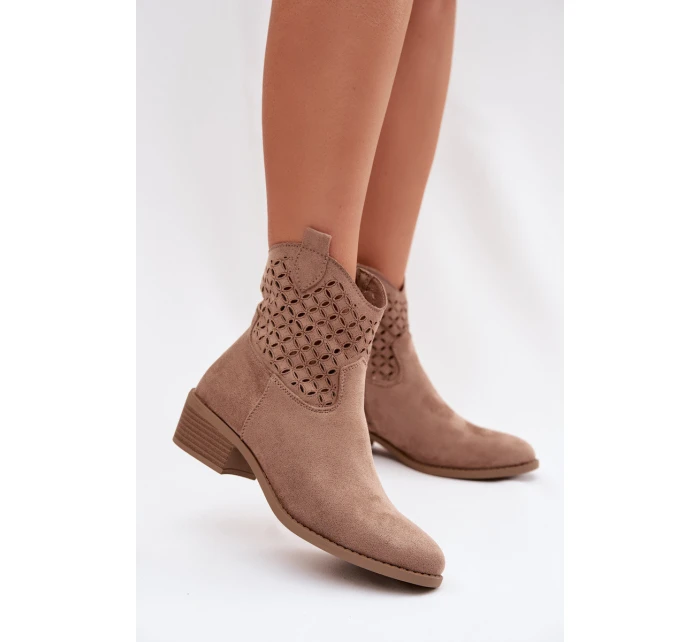 Dámské perforované kotníkové boty na podpatku Béžové Briavine Dámské perforované kotníkové boty na podpatku Béžové Briavine