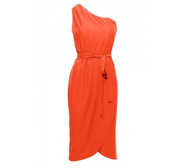 K160 Šaty na jedno rameno - korálové K160 Šaty na jedno rameno - korálové