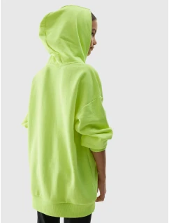 Dívčí tepláková mikina bez zapínání a s kapucí 4F - žlutá