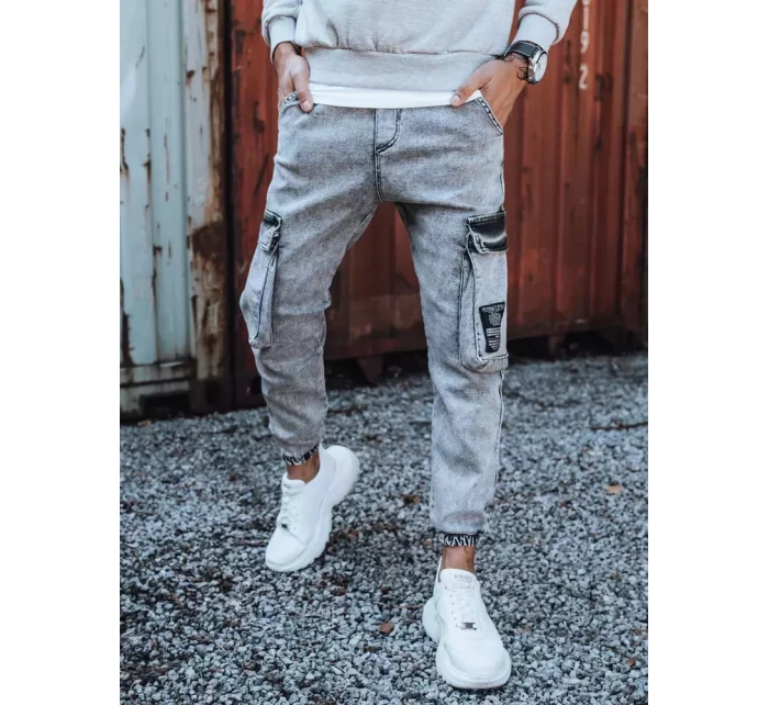Pánské bojové džínové kalhoty světle šedé FashionStreet UX3309