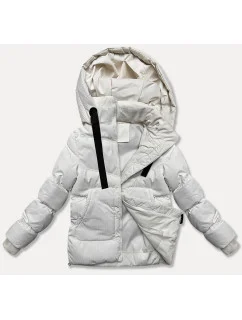 Hrubší dámská zimní bunda v barvě ecru ze strukturovaného materiálu J Style (5M3251-281)