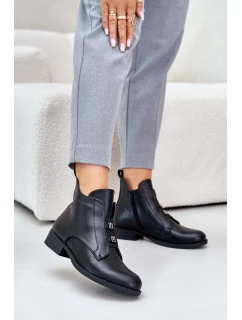 Zateplené dámské boty na plochém podpatku z eko kůže černé model 21675850 - S.Barski