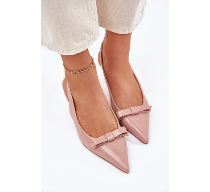 Lakované Sandály Na Jehlovém Podpatku S Mašlí Nude Naylna Lakované Sandály Na Jehlovém Podpatku S Mašlí Nude Naylna