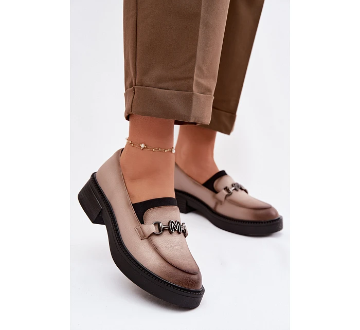 Kožené dámské mokasyny s ozdobným detailem Vinceza Béžové