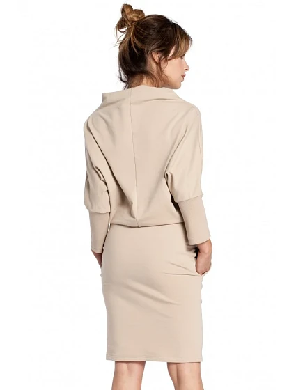 Šaty s rukávy béžové model 15102787 - BeWear