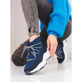 Trendy  sněhule modré dámské bez podpatku