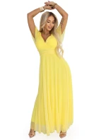 Dlouhé šaty s výstřihem, kosticemi a krátkými rukávy model 21955154 - numoco basic