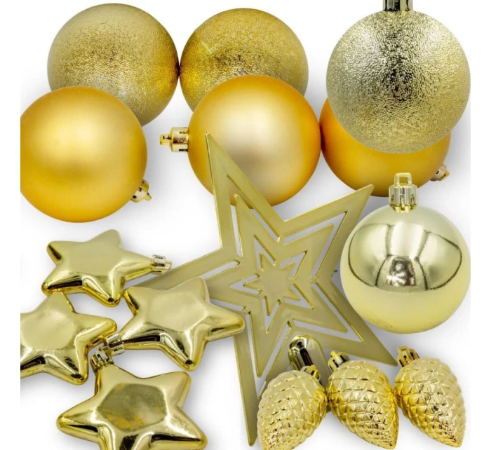 DEKORATIVNÍ PLASTOVÉ CETKY BEZPEČNÉ 40KS ZLATÁ SLÍDA