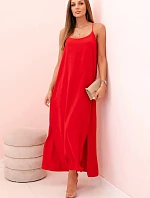 Dlouhá šaty na ramínka červená