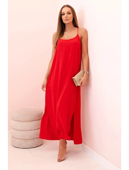 Dlouhá šaty na ramínka červená