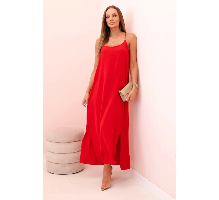 Dlouhá šaty na ramínka červená