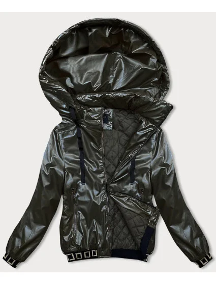 Krátká bunda v army barvě s ozdobnými stahovacími lemy (16M9087-136) Krátká bunda v army barvě s ozdobnými stahovacími lemy (16M9087-136)