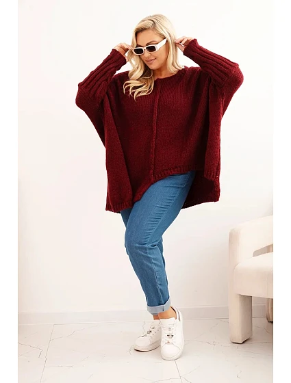 Svetr dámský Plus Size z model 21321808 s volným střihem a rukávem 3/4 fango - K-Fashion Svetr dámský Plus Size z model 21321808 s volným střihem a rukávem 3/4 fango - K-Fashion