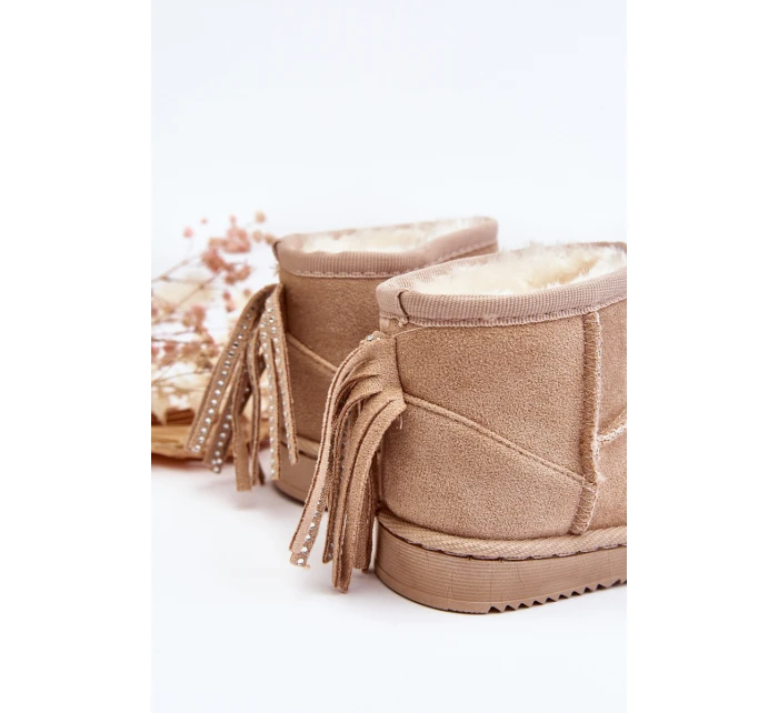 Dětské zateplené sněhule s frčkami béžové Mikyla