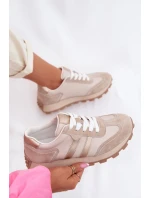 Kožené dámské tenisky na platformě model 22013931 Béžové - S.Barski