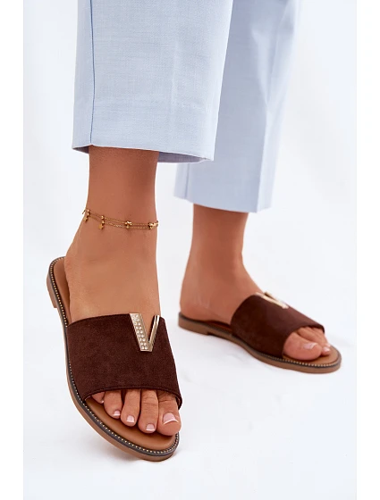 Dámské ploché s ozdobným detailem V Čokoládové model 22111391 - Boto