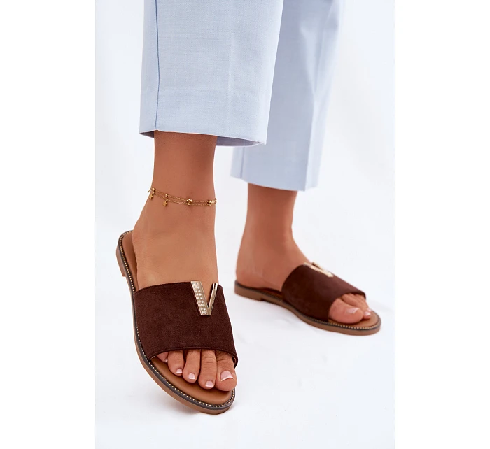 Dámské ploché s ozdobným detailem V Čokoládové model 22111391 - Boto