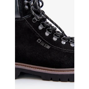 Semišové Zateplené Kotníkové Boty Traperky Pánské Big Star Hi-Poly System Černé Semišové Zateplené Kotníkové Boty Traperky Pánské Big Star Hi-Poly System Černé