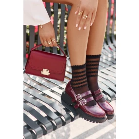 Polobotky Dámské S Pásky Lakované Bordové Terione