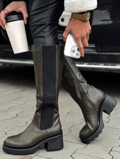 FERRINI dámské dlouhé zelené boty FashionStreet ZY0534