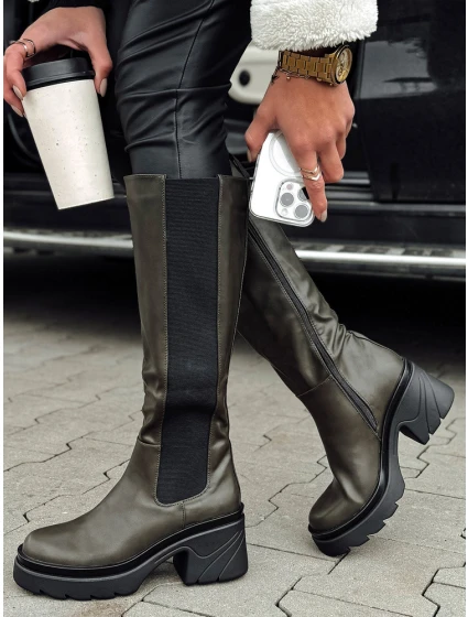 FERRINI dámské dlouhé zelené boty FashionStreet ZY0534