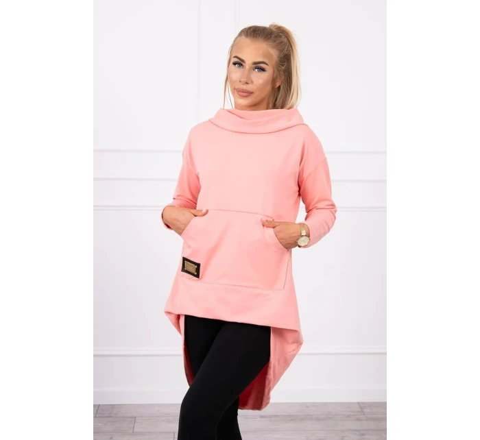 Mikina s dlouhými zády a kapucí meruňková Mikina s dlouhými zády a kapucí meruňková