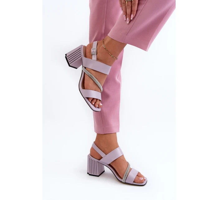 Dámské elegantní sandály na podpatku fialové D&A model 21659773 - S.Barski