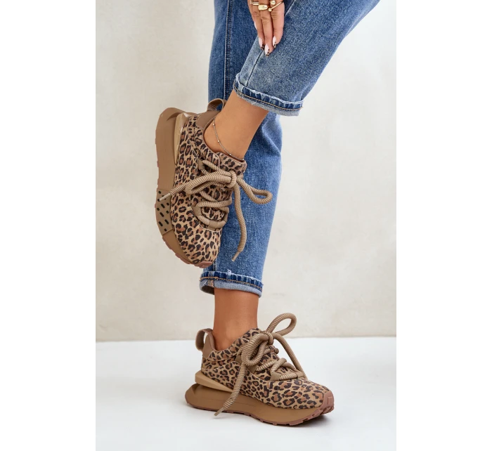 Dámské Zamszové Tenisky Na Platformě S Tlustým Šněrováním Panthera Artiker 55C0135 Hnědé