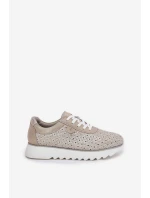 Semišové perforované tenisky na platformě zlaté LR51-927