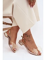 Dámské sandály průhledné s mašlí D&A MR61-9001 zlaté